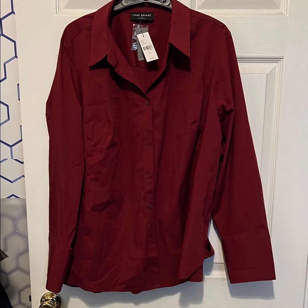 Lane Bryant Deep Red Long Sleeve Shirt size 20